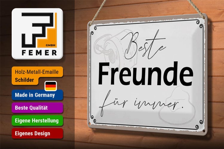 Blechschild Spruch 30x20cm beste Freunde für immer