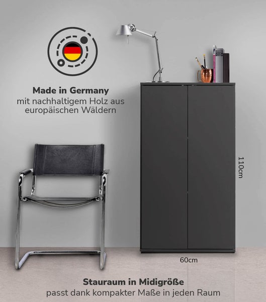 mokebo Midischrank in Anthrazit 'Der Schlanke', Mehrzweckschrank, Allzweckschrank oder Aufbewahrungsschrank