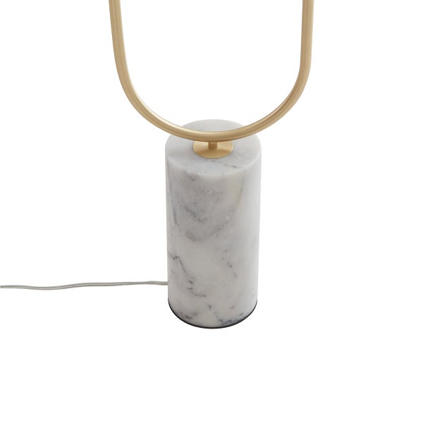 Tischleuchte mit Marmorsockel und Metallbügel