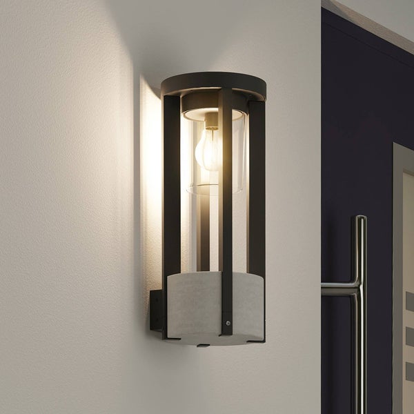 Lucande Wandleuchte außen Overa (spritzwassergeschützt (Modern) in Alu aus Aluminium (1 flammig, E27) - Außenwandleuchten Wandlampe Led Außenlampe Outdoor für Außenwand/Hauswand Haus
