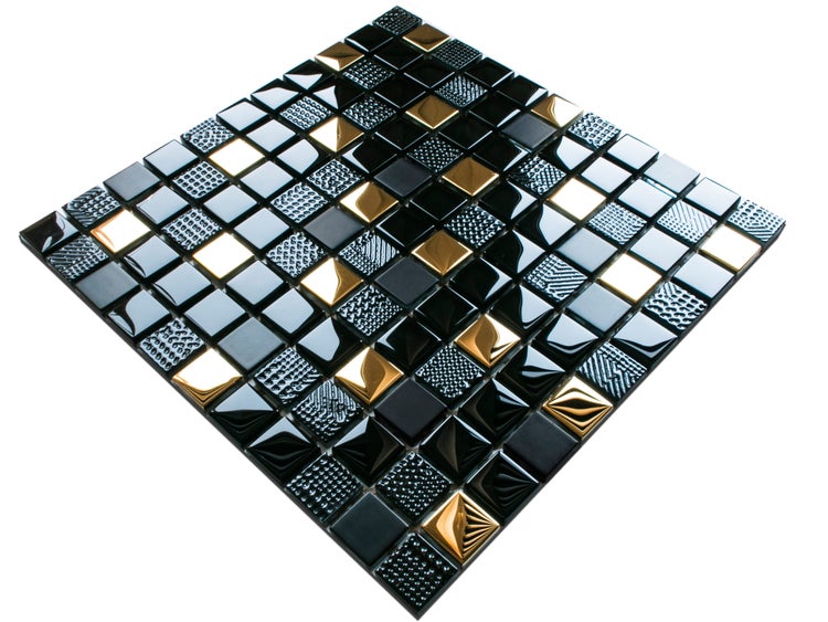 Glasmosaik auf Netz für Bad und Küche 30cm x 30cm  - Volcano Gold