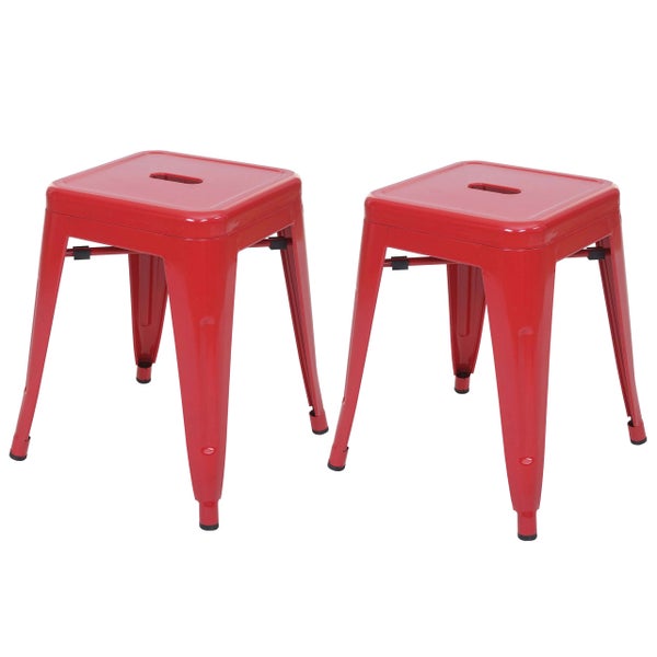 Zwei rote Hocker aus Metall