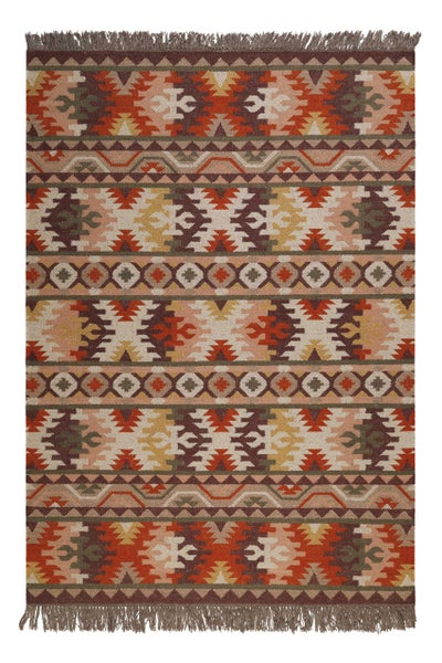 Kelim Teppich Rostbraun aus Wolle Balou Green Looop 160x230 cm