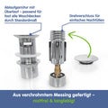 Ablaufgarnitur für Waschbecken mit Überlauf aus verchromtem Messing, rostfrei, in Standardmaß.