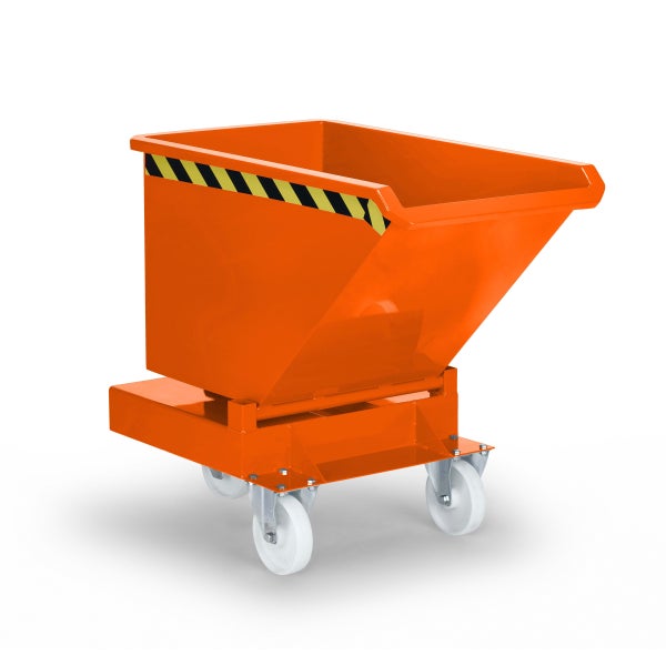 Rollcontainer aus Metall mit Warnmarkierung