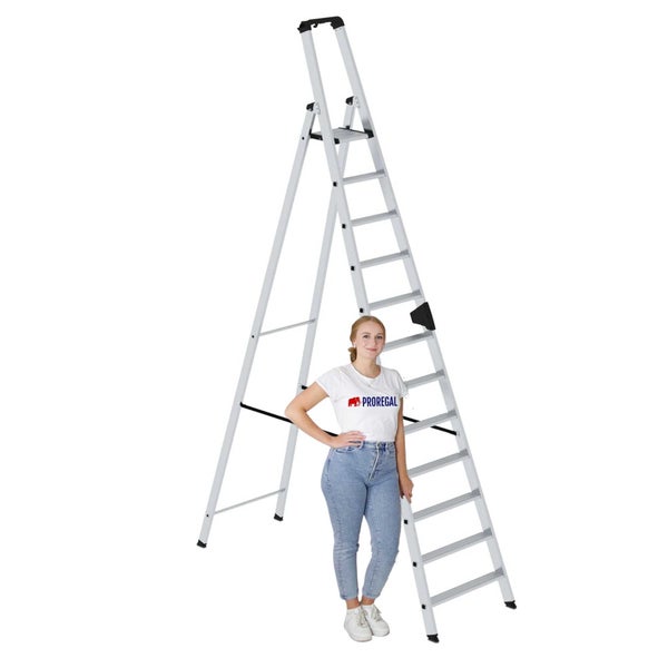 PROREGAL Stufen-Stehleiter Einseitig Begehbar 12 Stufen