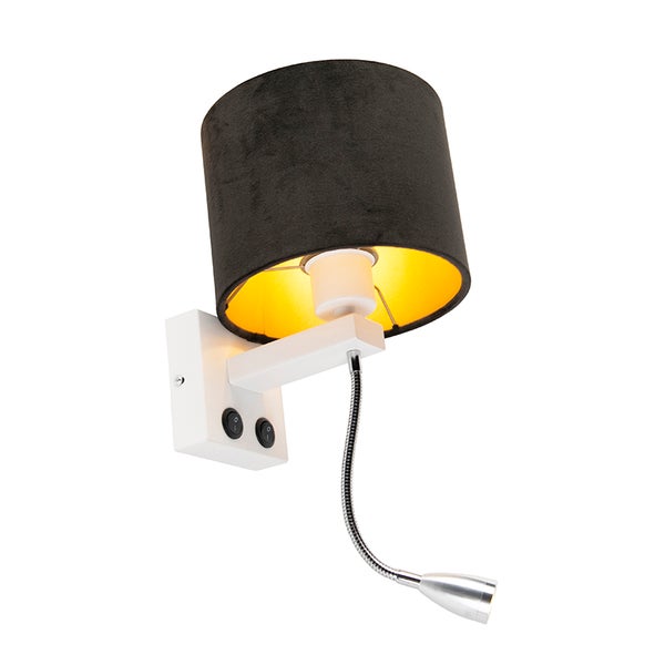 Wandleuchte mit schwarzem Schirm und Leselampe