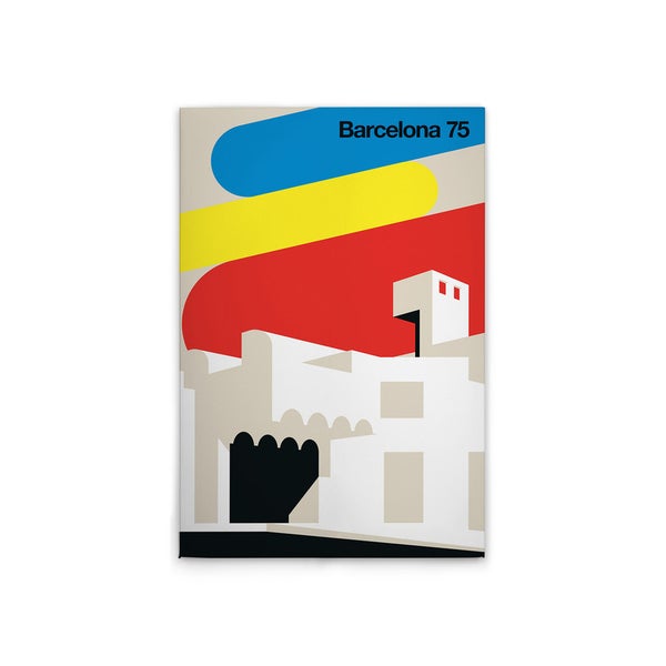 Barcelona 75 Poster mit Gebäudeillustration