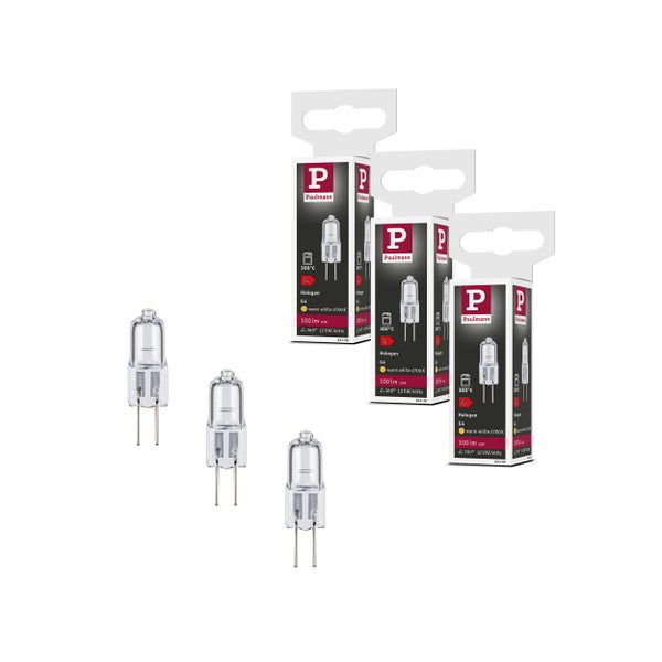 Set mit drei Paulmann G4 Halogenlampen mit 10 Watt für Backöfen geeignet