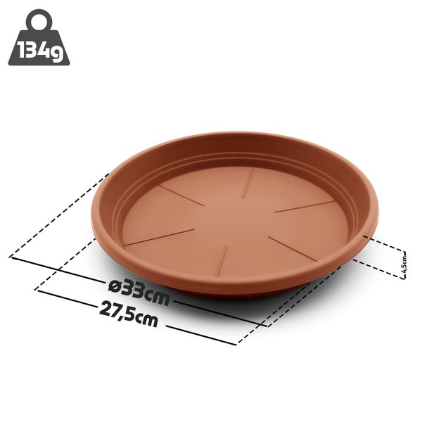AC BigDean 10 Stück Blumentopf Untersetzer Ø 33 cm in Terracotta – Topfuntersetzer aus robustem Kunststoff & Made in Europe