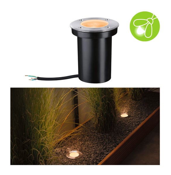 LED Bodeneinbauleuchte Goldlicht insektenfreundlich IP65 zylindrisch 110mm 2200K 4,3W 320lm 230V Edelstahl gebürstet Edelstahl, Kunststoff