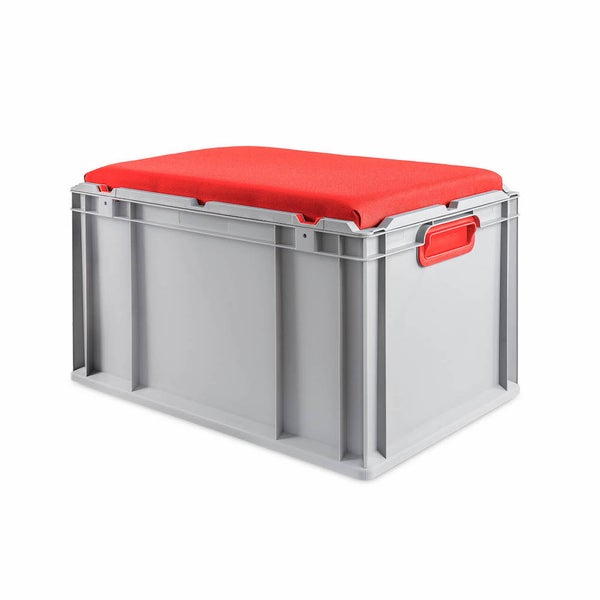 PROREGAL Eurobox NextGen Seat Box Rot HxBxT 36,5 x 40 x 60 cm 65 Liter Griffe Geschlossen Eurobehälter Sitzbox Transportbox