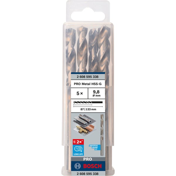 Bosch Pro Metal HSS-G Bohrer Set, 5 Stück, 9,8 mm