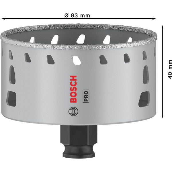 Bosch Pro Diamant-Bohrkrone mit 83 Millimeter Durchmesser und 40 Millimeter Höhe