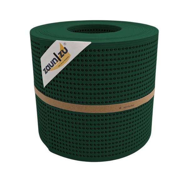 Zaunfolie auf Rolle mit Löchern und Zaunzu Logo.