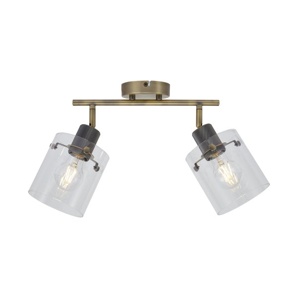 Deckenleuchte mit zwei Lampen und Glasschirmen