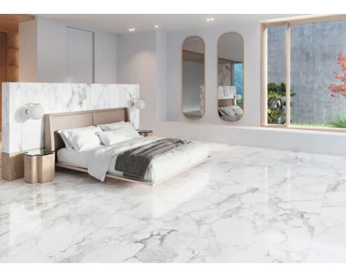 Wand- und Bodenfliese Haute white 100x180cm shaped