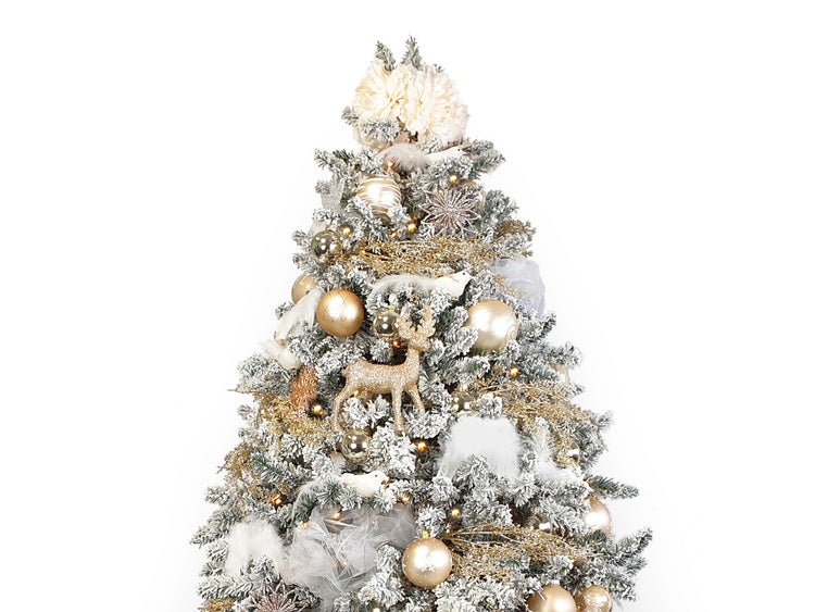 LAALU Set Weihnachtsdekoration 6 Stück: Dekorationen rund Creme Mix 10 cm