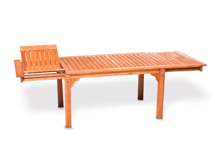 Gartentisch, seitlich ausziehbar, 150 (185/220) x 90 cm, Eukalyptus