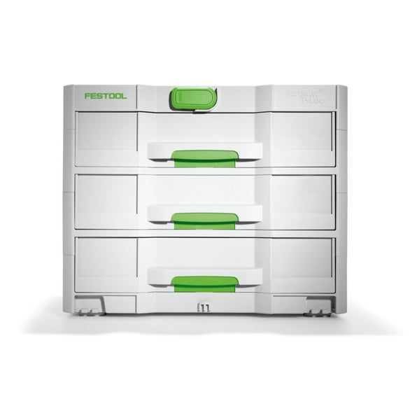 Festool Sortainer	SYS 4 TL-SORT/3 Werkzeugkoffer mit 3 Schubladen ( 200119 ) + Einsatzboxen Set 60x60/120x71 3xFT ( 201124 ) 17 tlg.