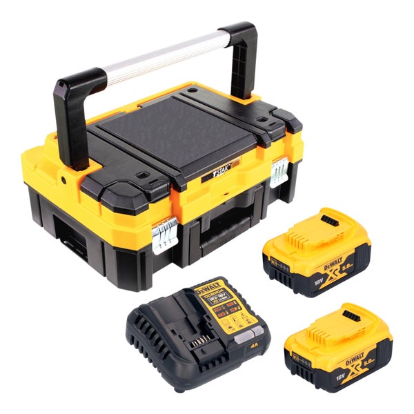 DeWalt TSTAK Werkzeugkoffer mit zwei 18 Volt 5 Amperestunden Akkus und Schnellladegerät