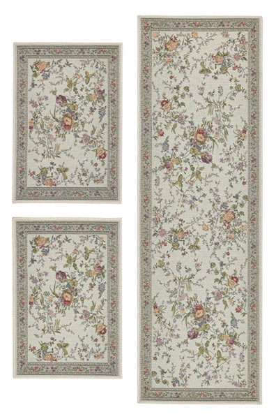 Gewebte Bettumrandung im floralen Design Flomi Minz 70x400 cm