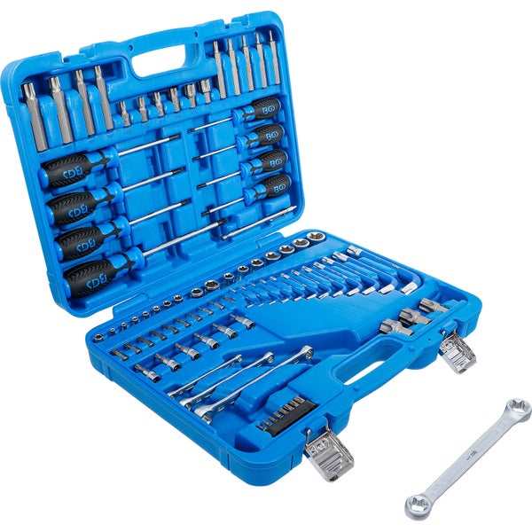 BGS Werkzeugsortiment 6,3 mm (1/4) + 12,5 mm (1/2) E-Profil / T-Profil (für Torx) 84tlg. - 7849