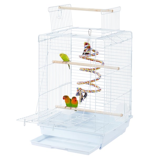 Yaheetech Vogelkäfig mit Dach , Weiß