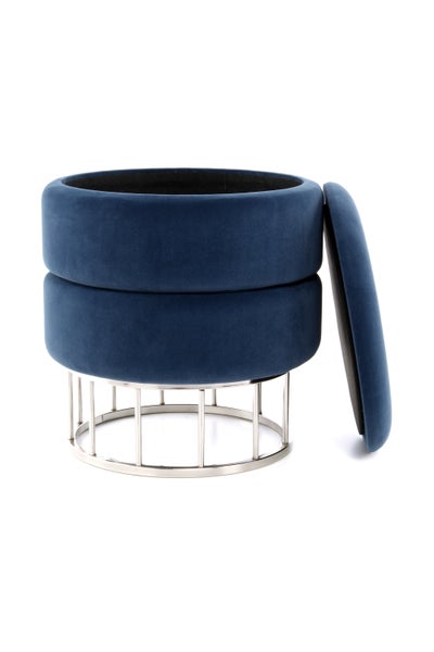 Hocker elegant, mit Stauraum Dunkelblau Rund Ø 37,5 cm