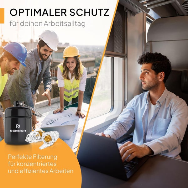 Senner WorkPro Arbeitsgehörschutz, Gehörschutzstöpsel zum Arbeiten, Senner Gehörschutz, kein Lärm mehr beim Arbeiten auf Baustellen und an Maschinen, wiederverwendbar