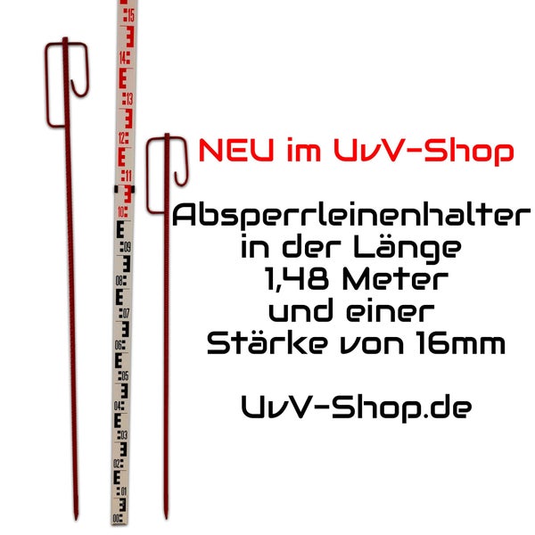 XXL Absperrleinenhalter Sonderanfertigung extra große ca. 1,5 Meter Laterneneisen rot 16mm / 50 x Set