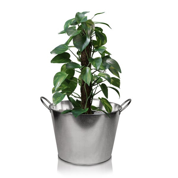 BigDean Zinkwanne rund – extra stark & hoch wasserdicht  Ø 40cm x 29 cm H - Gartenteich, Miniteich, Blumenwanne, Getränkekühler, Eiskübel - mit stabilen Griffen zum Bepflanzen und Befüllen