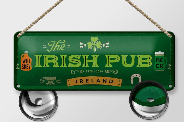 Blechschild Spruch Ireland Irish Pub Whiskey Beer 27x10cm