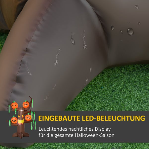 HOMCOM Aufblasbarer Spukbaum mit LED Beleuchtung, 180x80x240cm, Polyester, Braun