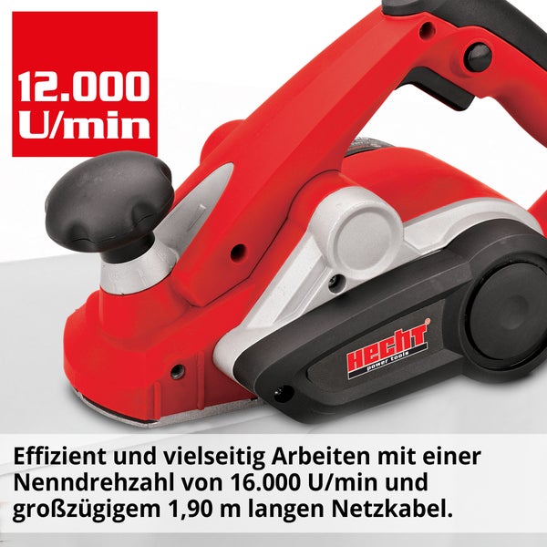 Elektrohobel von Hecht mit einer Leerlaufdrehzahl von 12000 Umdrehungen pro Minute