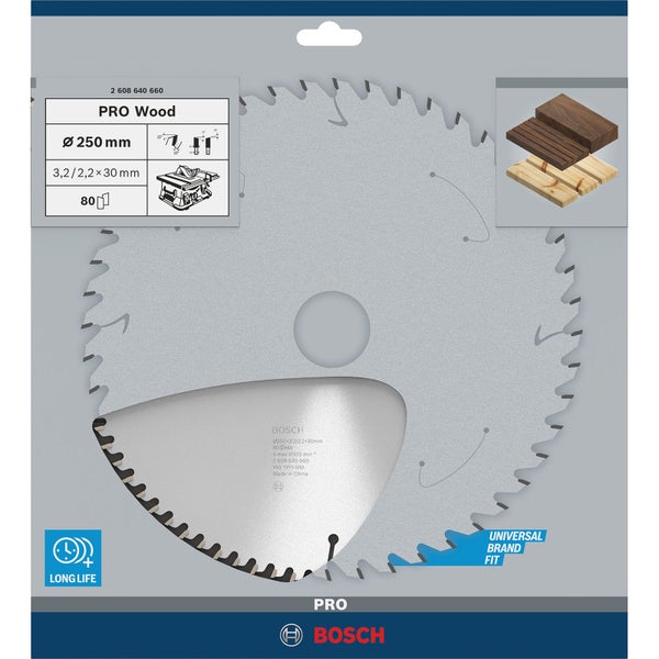 Bosch PRO Wood Kreissägeblatt 250 x 3,2 x 30 mm - 2608640660