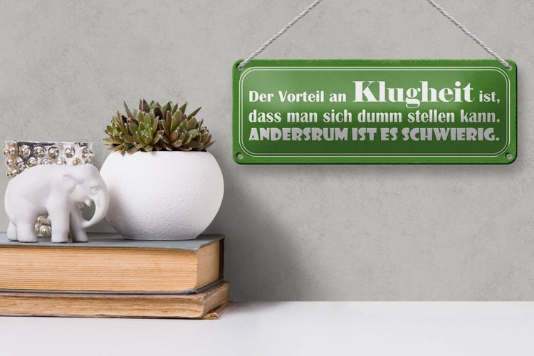 Blechschild Spruch 27x10cm Klugheit dass sich dumm stellen Dekoration