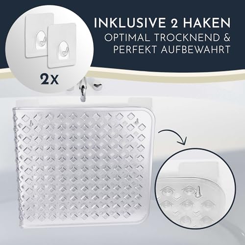 Homerella Badewannenmatte rutschfest Hautsensitiv 88x39cm, INKL. AUFHÄNGUNG | Antirutschmatte Badewanne BPA frei | Duschmatte schimmelresistent & maschinenwaschbar | Badematte rutschfest