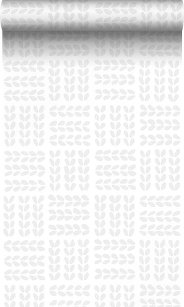 Origin Wallcoverings Tapete Blätter Weiß und Hellgrau - 53 cm x 10.05 m - 347500