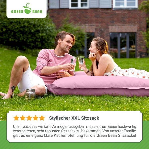 Green Bean Sitzsack XXL 140x180cm 380 Liter Kinder & Erwachsene Bean Bag EPS Perlen Füllung Riesensitzsack Groß Draußen Outdoor Liegekissen Waschbar Wetterfest Lounge Sitzkissen Bodenkissen Rosa