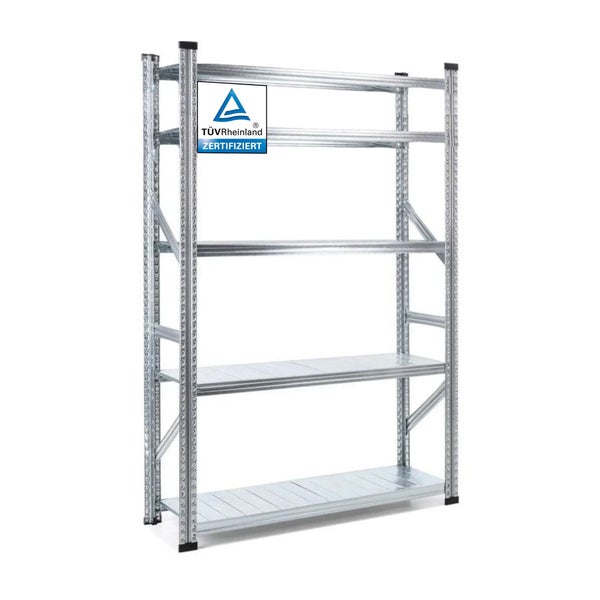 PROREGAL Fachbodenregal Stecksystem Proximo Grundregal HxBxT 200 x 150 x 40 cm 5 Ebenen Fachlast 130 kg Beidseitig Nutzbar Verzinkt
