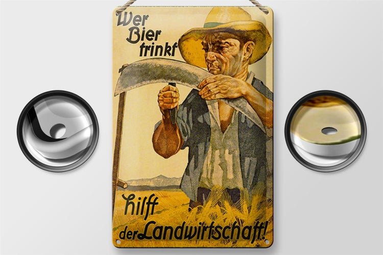 Blechschild Spruch 20x30cm wer Bier trinkt Landwirtschaft