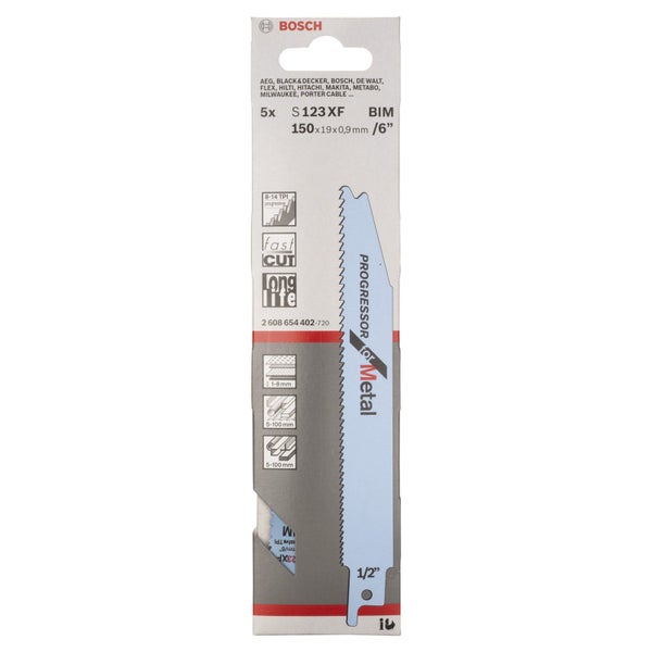 Bosch 5x Säbelsägeblatt S 123 XF Progressor for Metal - 2608654402