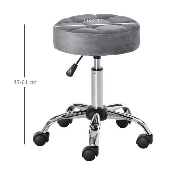 HOMCOM Salonstuhl, Ø42 x 49-61H cm, Polyester, Grau