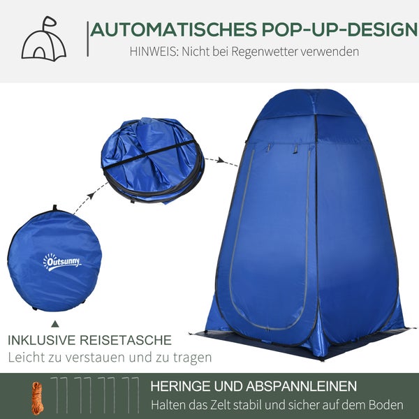 Outsunny Pop-up-Duschzelt und Umkleidezelt mit automatischem Design, inklusive Tragetasche, Heringen und Abspannleinen.