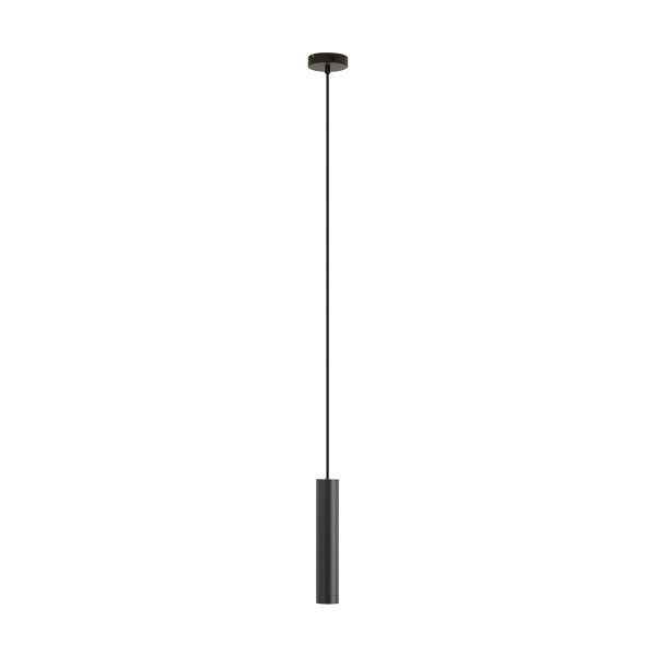 Moderne Pendelleuchte mit zylindrischem Leuchtenkopf an langem Kabel zur Deckenmontage