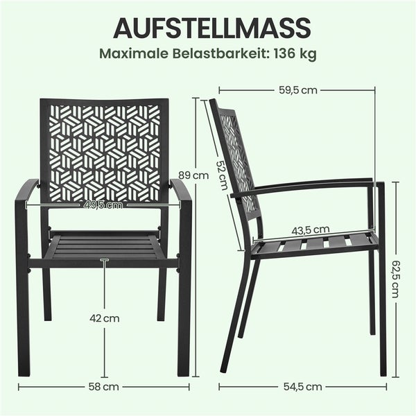 Abmessungen und maximale Belastbarkeit eines Gartenstuhls