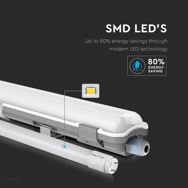 V-TAC VT-15028 - LED-Lichtleiste mit Röhren - IP65 - Weiß - 22W - 2000 Lumen - 6400K - 150CM