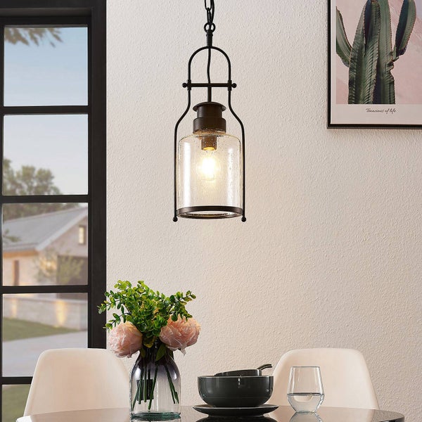 Lindby Pendelleuchte (Laterne) Rozalie (Retro, Vintage Antik) in Schwarz aus Metall (1 flammig E27) - Deckenlampe Esstischlampe Hängelampe Hängeleuchte Flurleuchte