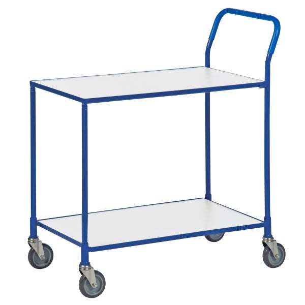 Kongamek Tischwagen mit pulverbeschichtetem Gestell in blau, mit Bremse und 760x430mm Ladefläche